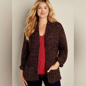 Maurices womens knit cardigan sweater Plus Size 3x Brown thick cozy open pockets